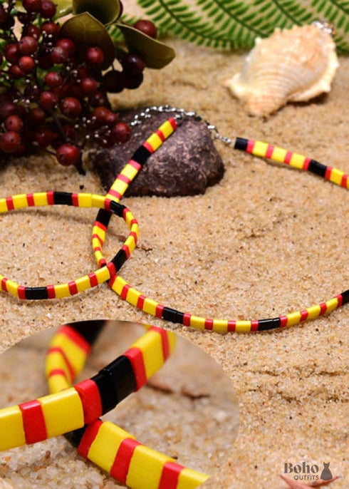 Boho Necklace, Tila Bead Choker with Bracelet, Color of Life